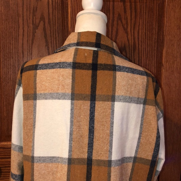 Plaid Women's Jacket - Tan and White - Picture 4 of 10